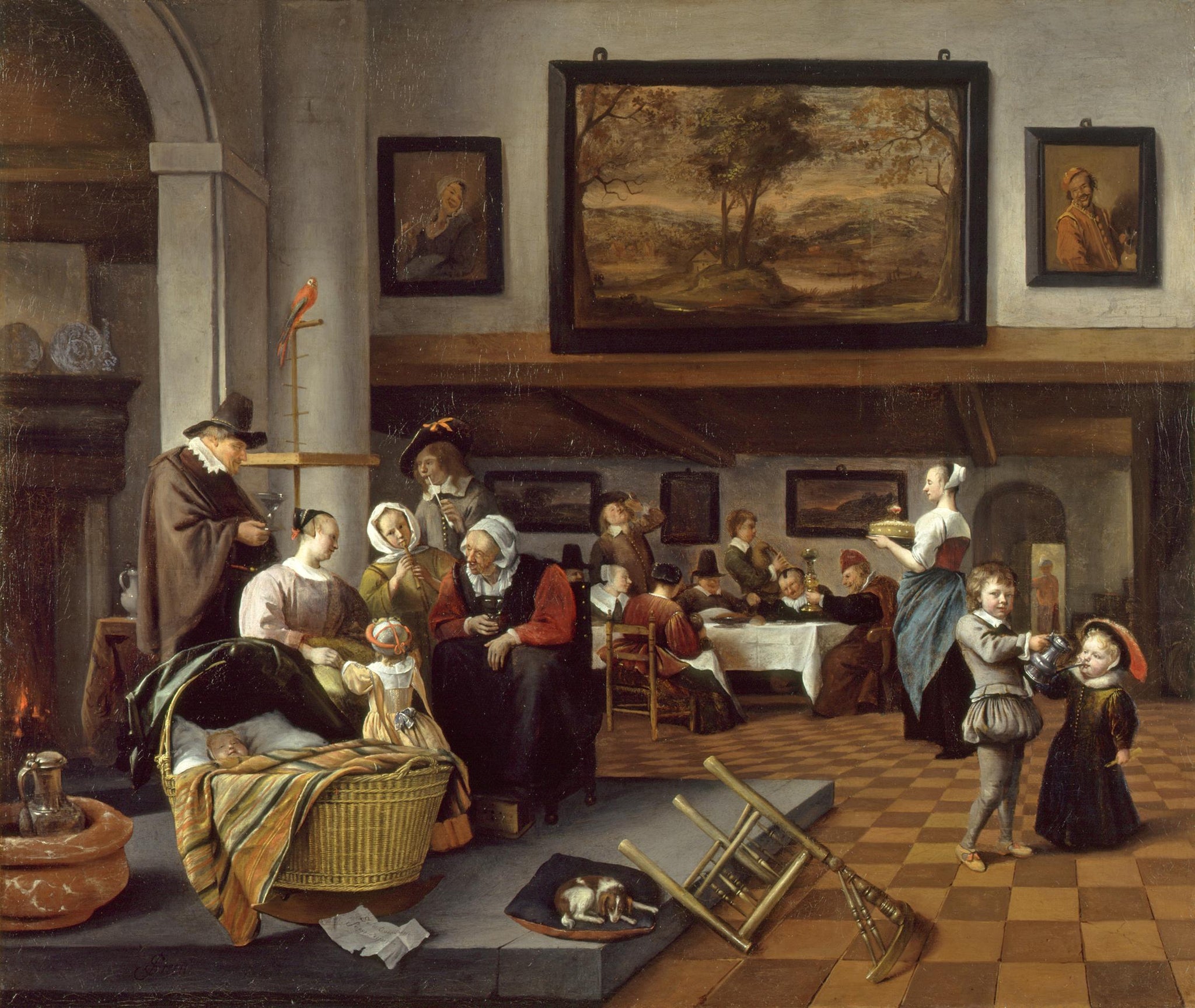 Le baptême - Jan Steen image 1 copie peinte à la main à l’huile