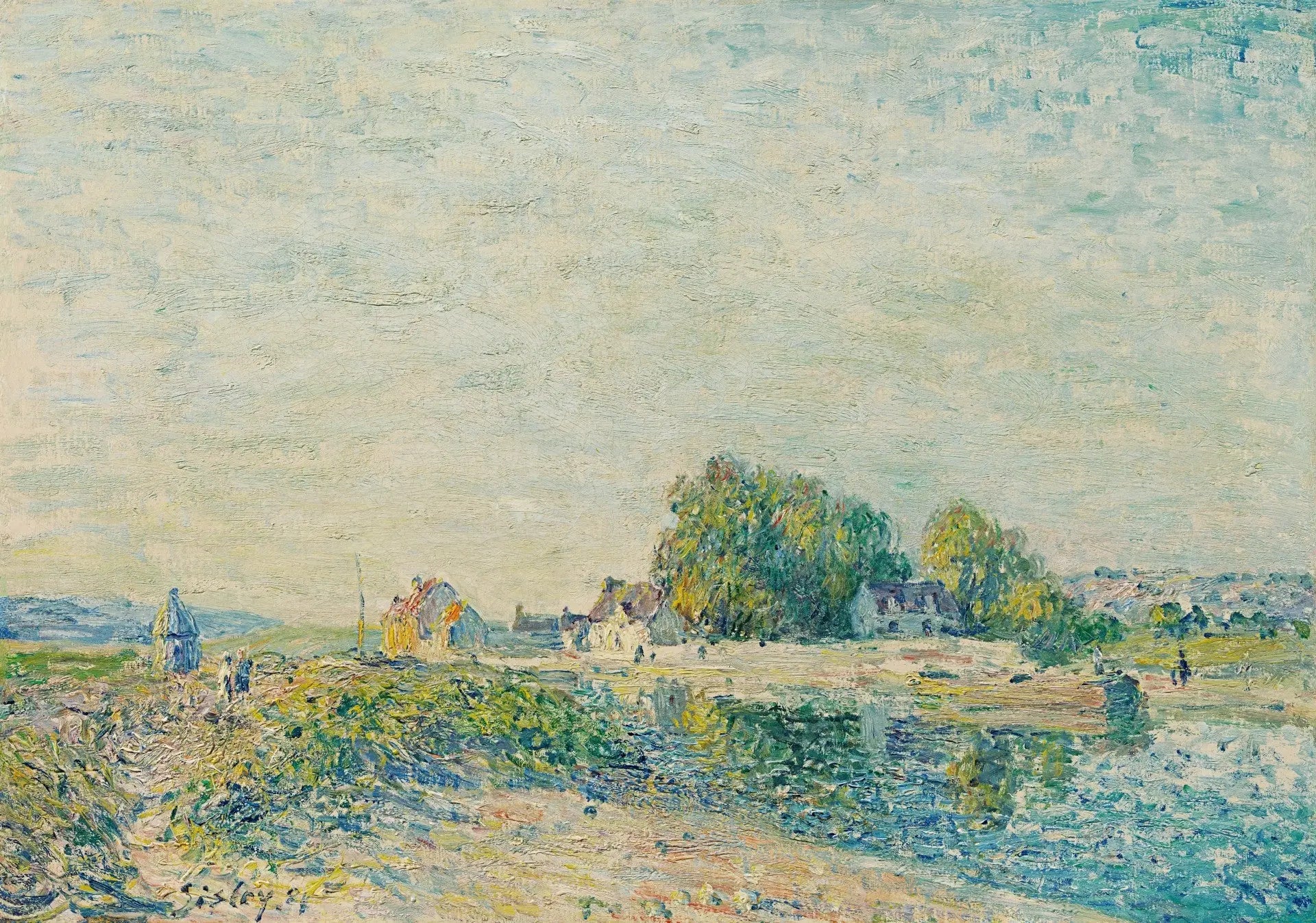 Le barrage du canal du Loing à Saint-Mammès - Alfred Sisley image 1 reproduction d’œuvre d’art à l’huile