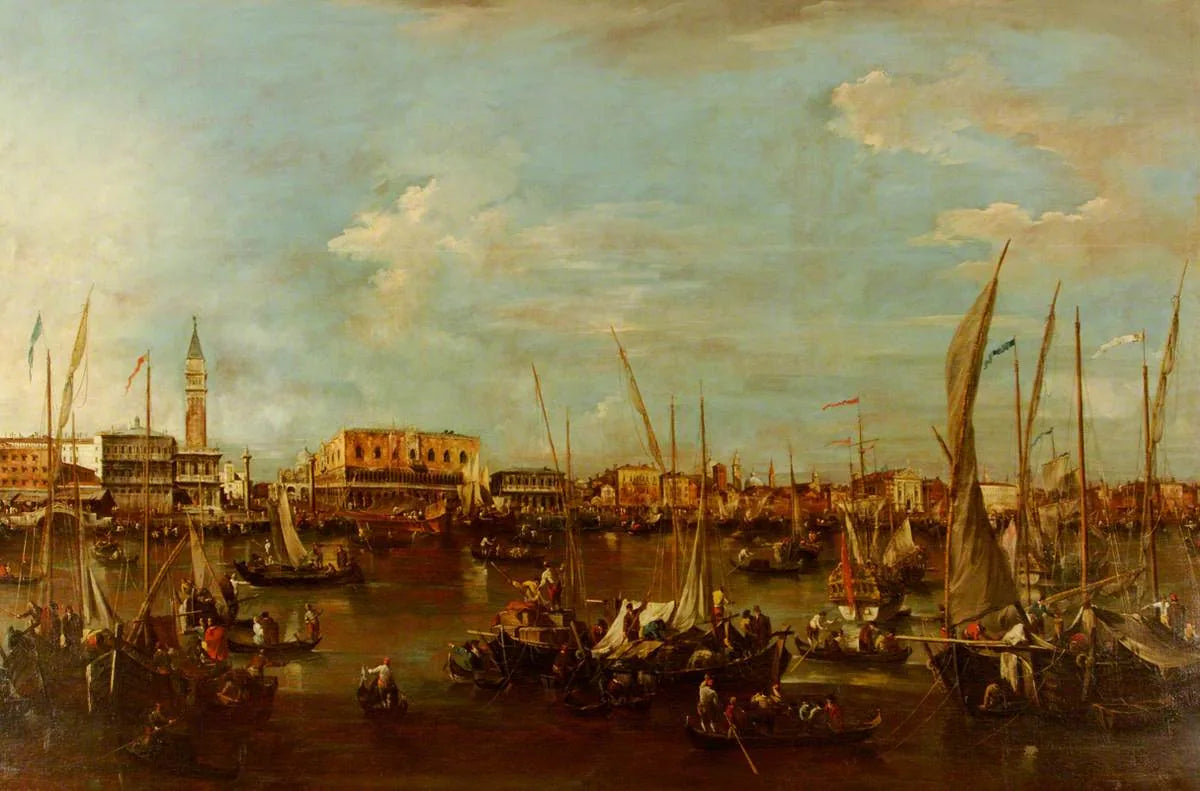 Le bassin de Saint-Marc avec le Molo et le palais des Doges, Venise - Francesco Guardi image 1 tableau peint à l’huile sur toile