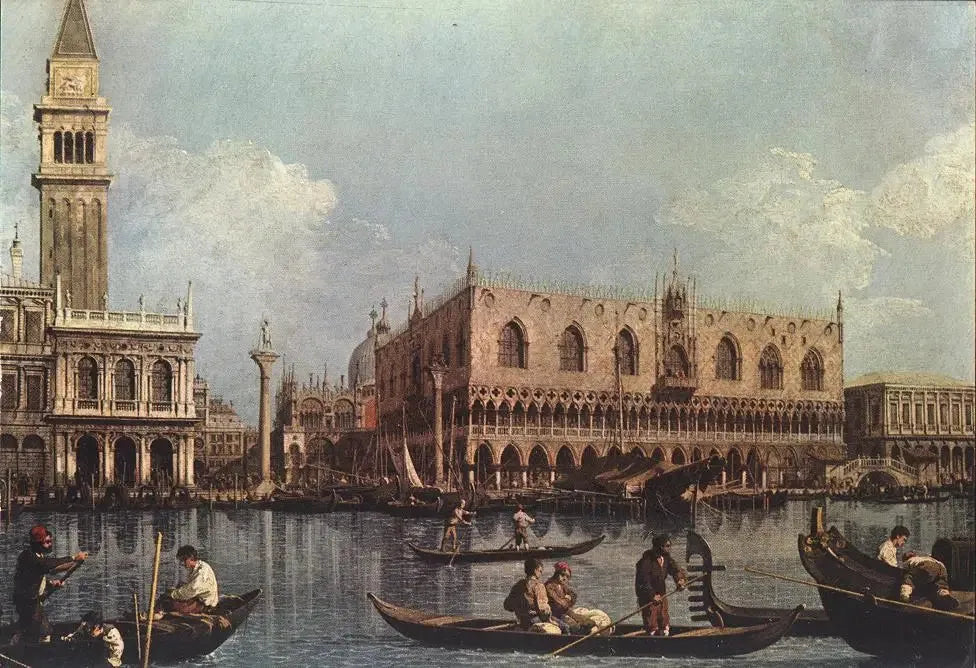 Le Bassin de Saint-Marc vu de la pointe de la Douane - Canaletto image 1 reproduction artisanale de tableau