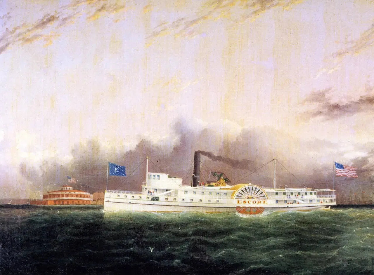 Le bateau à vapeur « Escord » au large de la batterie - James E. Buttersworth image 1 reproduction réalisée par Alpha Reproduction