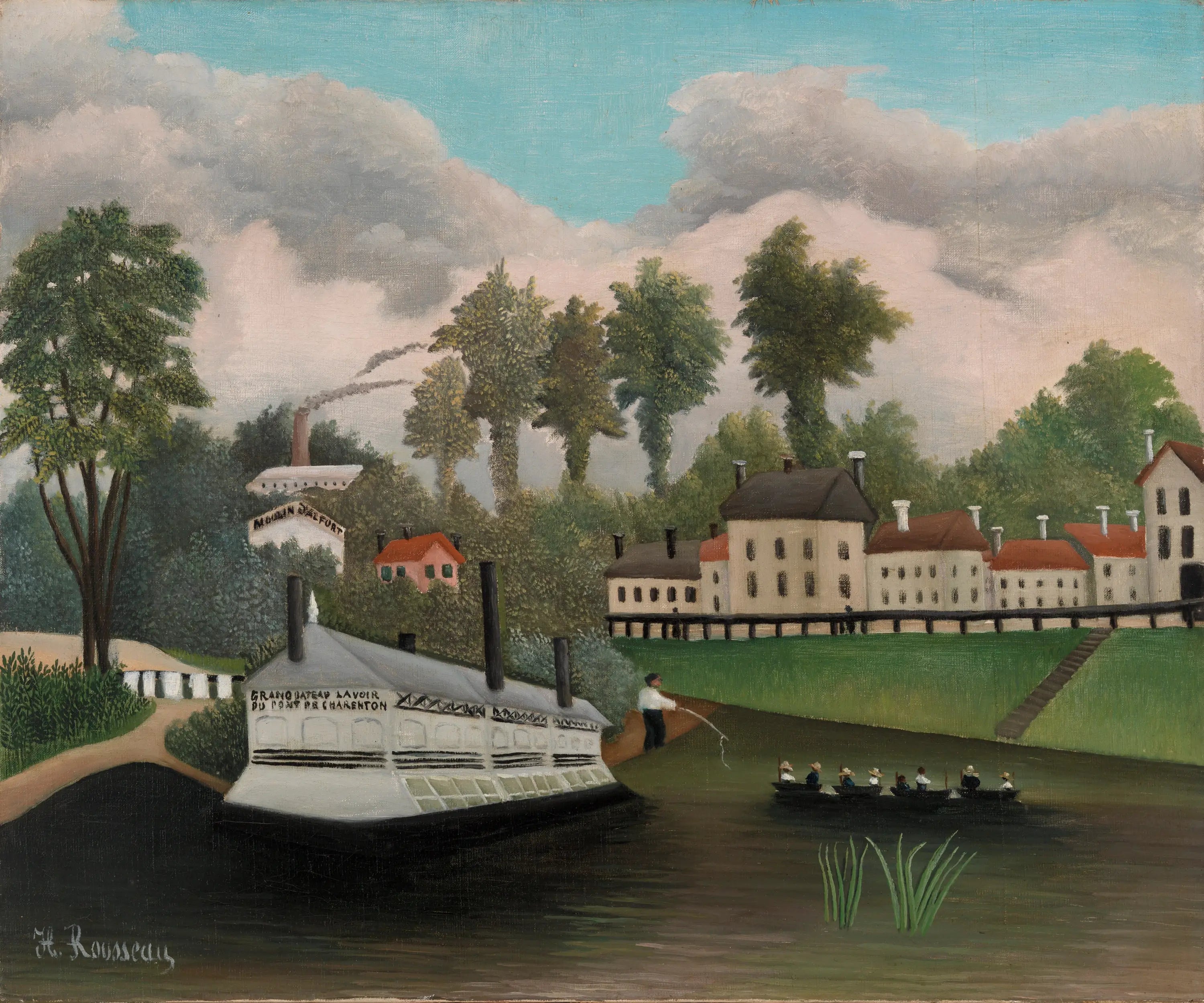 Le Bateau-lavoir du pont de Charenton - Henri Rousseau image 1 reproduction d’œuvre d’art à l’huile