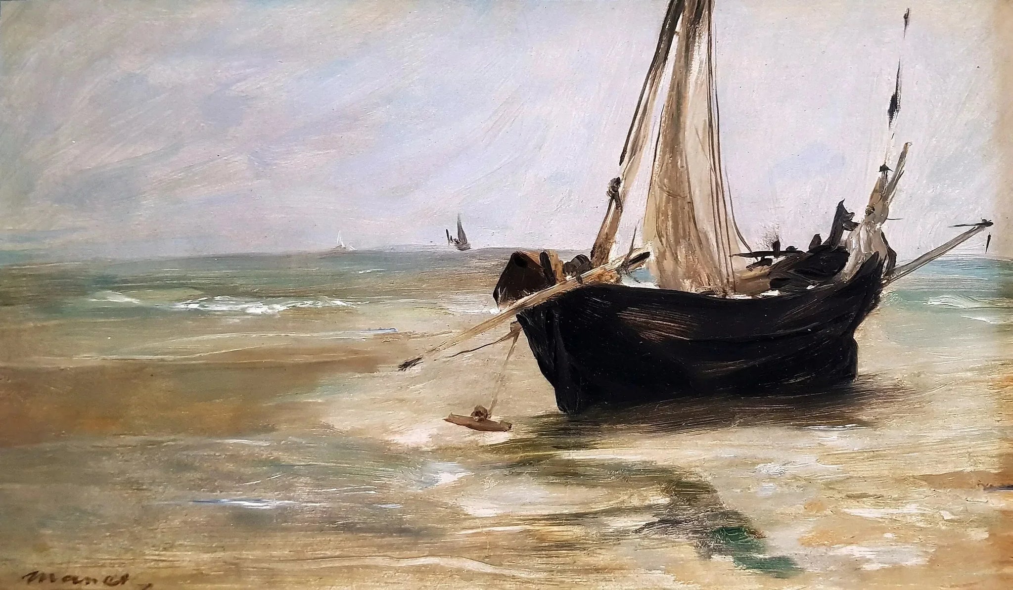 Le bateau noir à Berck - Édouard Manet image 1 reproduction d’œuvre d’art à l’huile