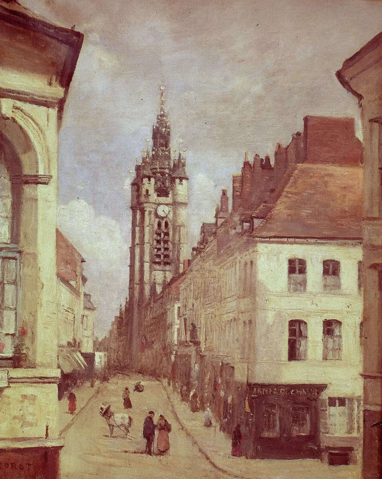 Le Beffroi de Douai - Jean-Baptiste Camille Corot image 1 tableau peint à l’huile sur toile