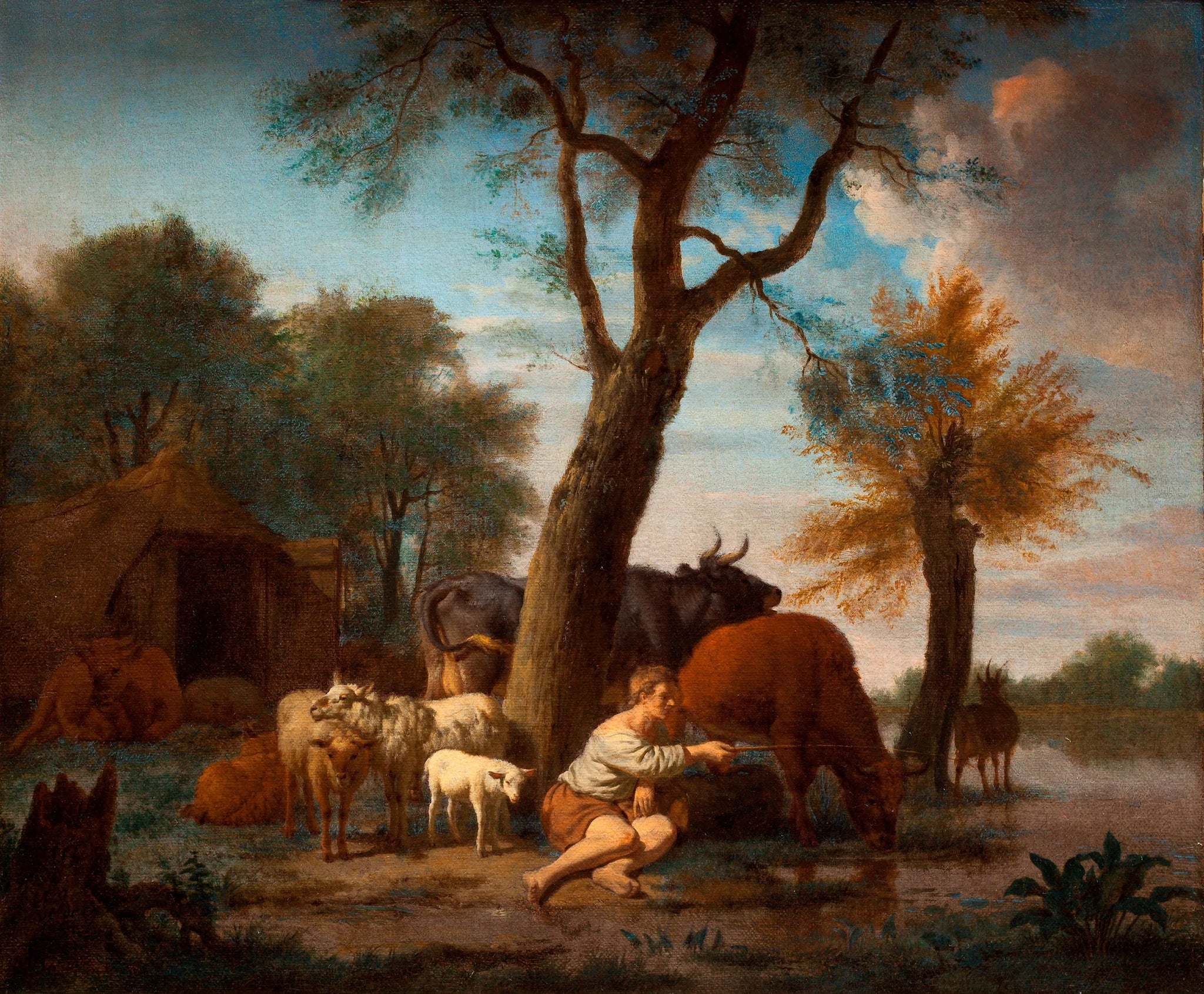Le berger pêcheur - Adriaen van de Velde image 1 copie de tableau peinte à la main
