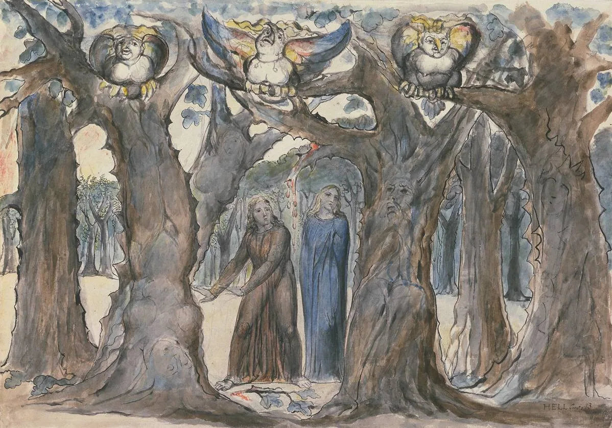 Le Bois des suicidaires : Les Harpies et les Suicides - William Blake image 1 copie de tableau peinte à la main