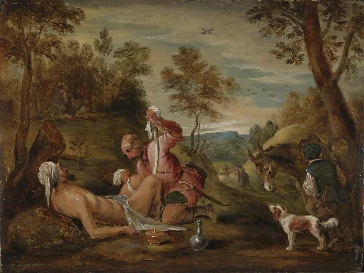 Le Bon Samaritain (d'après Francesco Bassano) - David Teniers le Jeune image 1 reproduction de peinture à l’huile