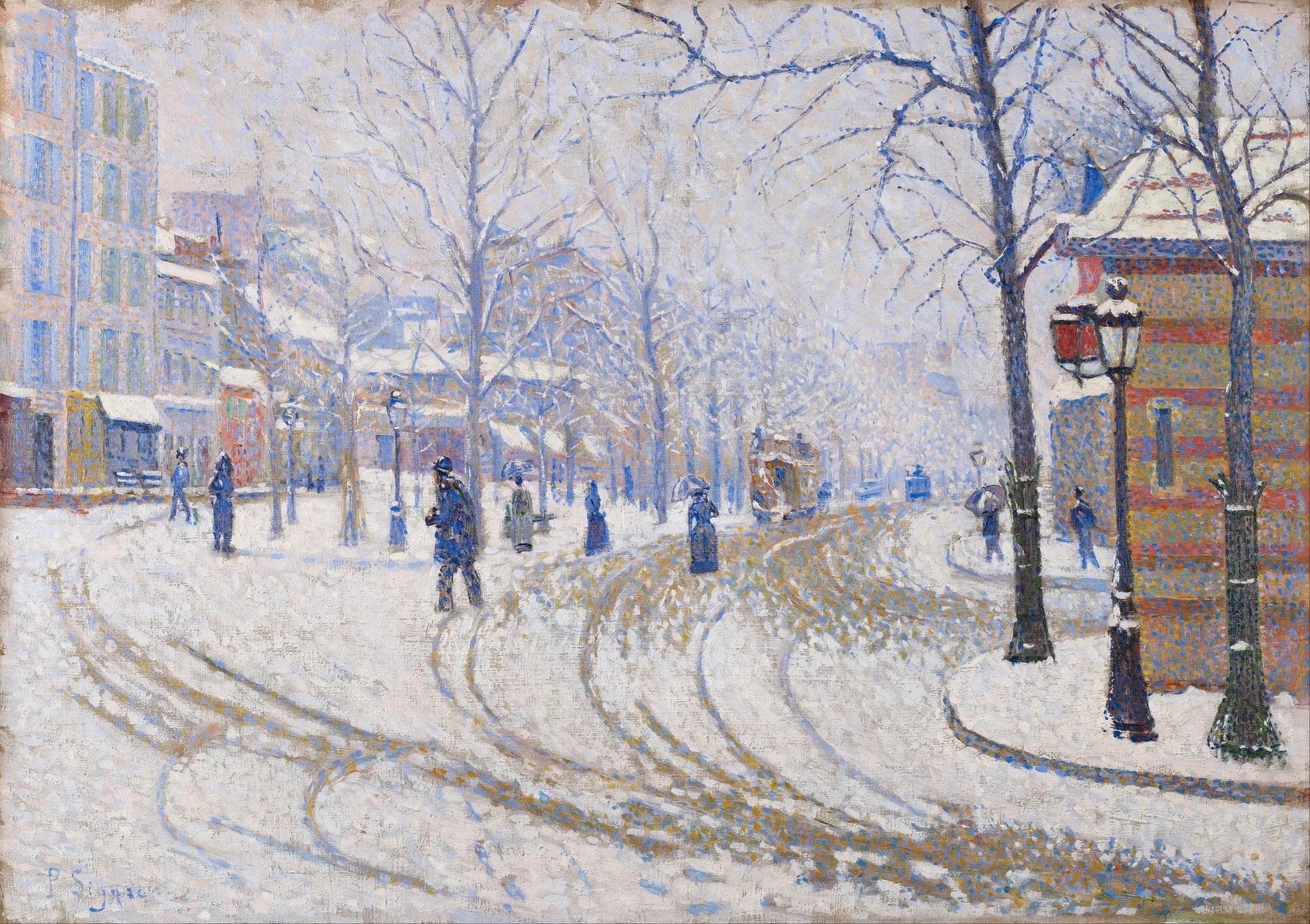 Le boulevard de Clichy, la neige - Paul Signac image 1 reproduction artisanale de tableau