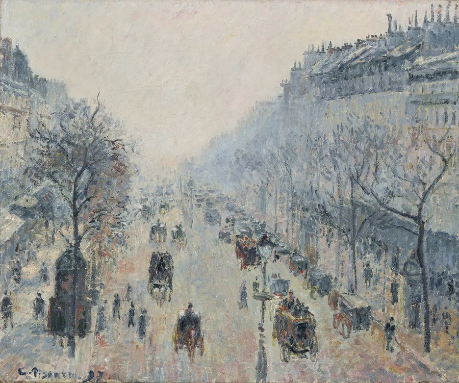 Le Boulevard Montmartre, brume du matin - Camille Pissarro