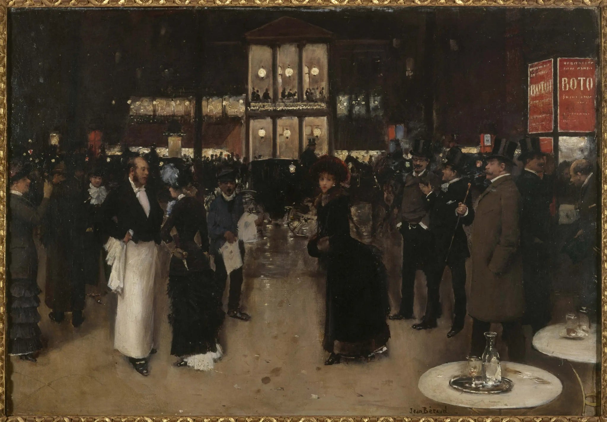 Le boulevard Montmartre, la nuit, devant le théâtre des Variétés - Jean Béraud image 1 copie peinte à la main à l’huile