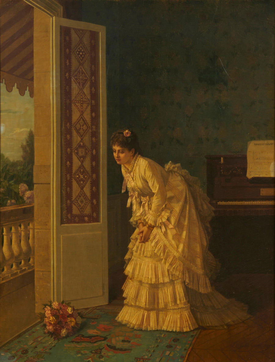 Le bouquet surprise - Auguste Toulmouche image 1 reproduction artisanale de tableau