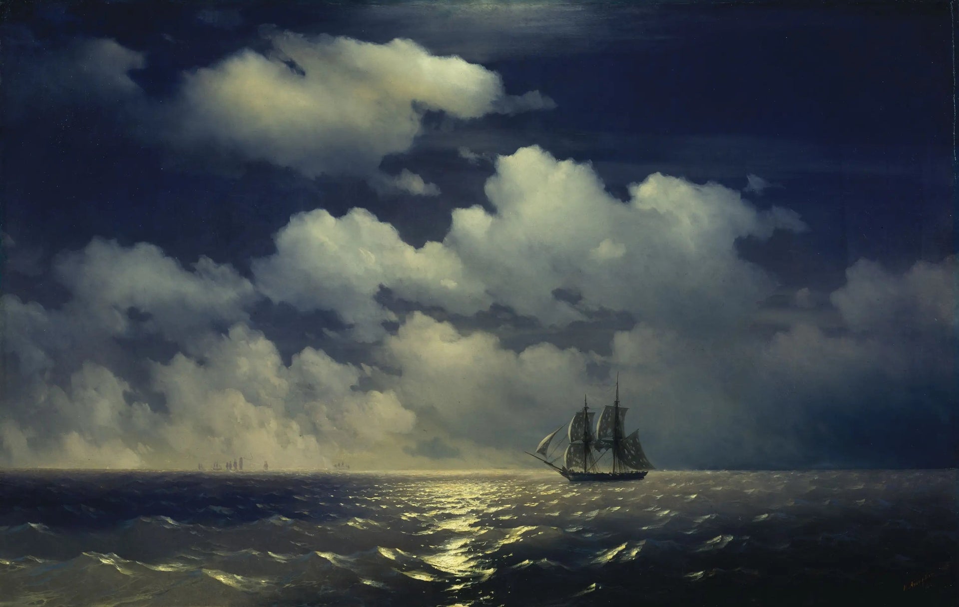 Le brigadier « Mercury » rencontre l'escadre russe après la victoire sur deux navires turcs - Ivan Aïvazovski image 1 copie de tableau peinte à la main