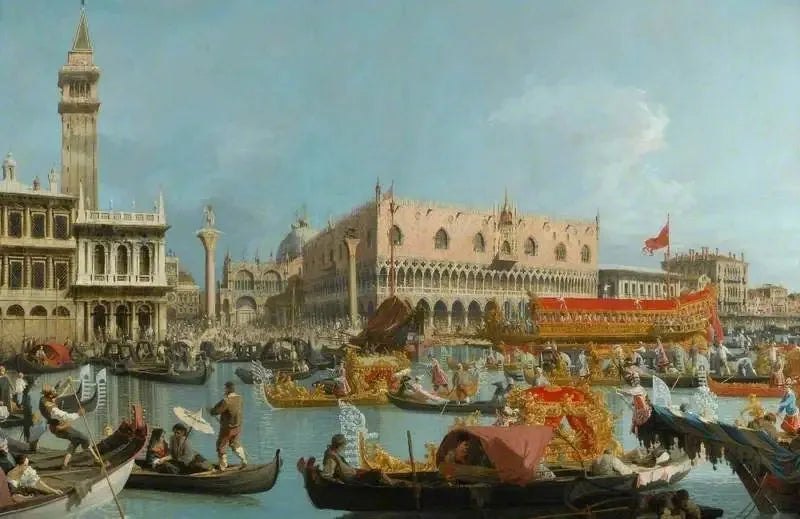 Le Bucentaure au Môle le jour de l'Ascension - Canaletto image 1 tableau peint à l’huile sur toile