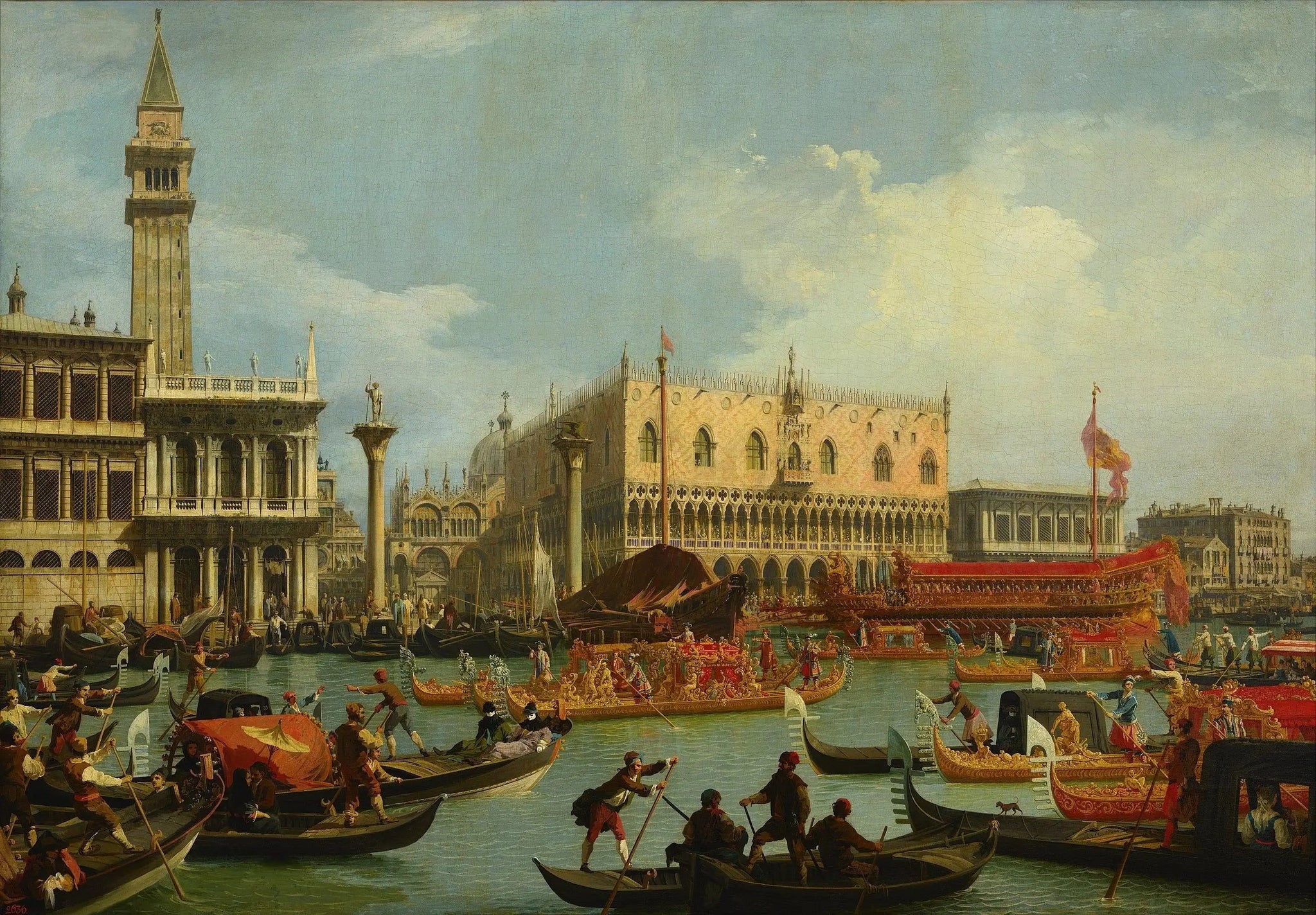 Le Bucentaure retournant au Môle le jour de l'Ascension - Canaletto image 1 copie peinte à la main à l’huile