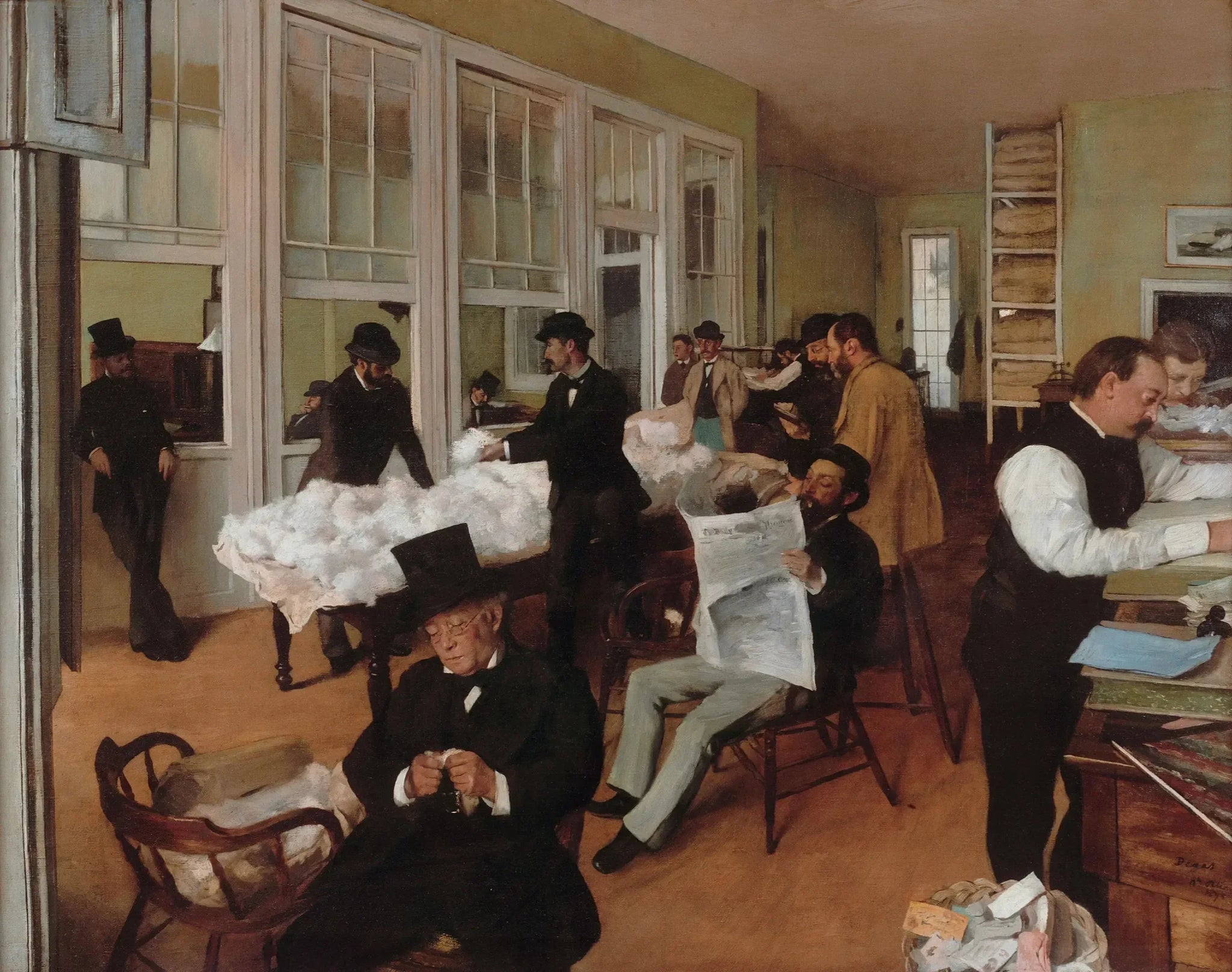 Le Bureau de coton à La Nouvelle-Orléans - Edgar Degas image 1 copie peinte à la main à l’huile