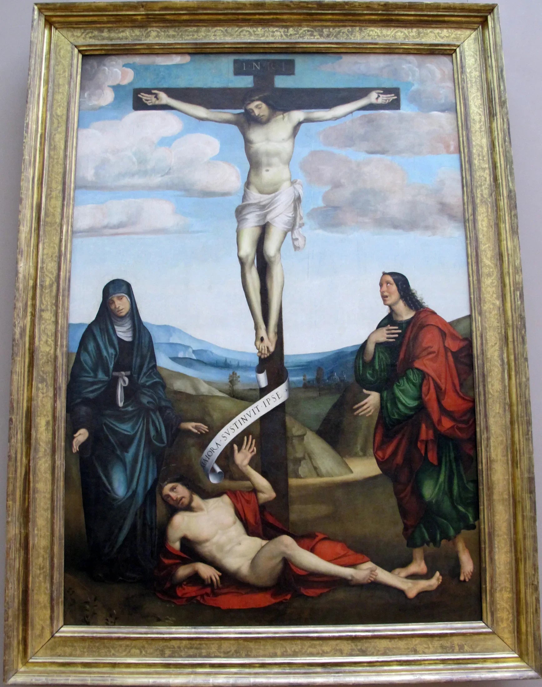 Le Calvaire avec saint Job au pied de la Croix - Francesco Francia image 1 copie peinte à la main à l’huile