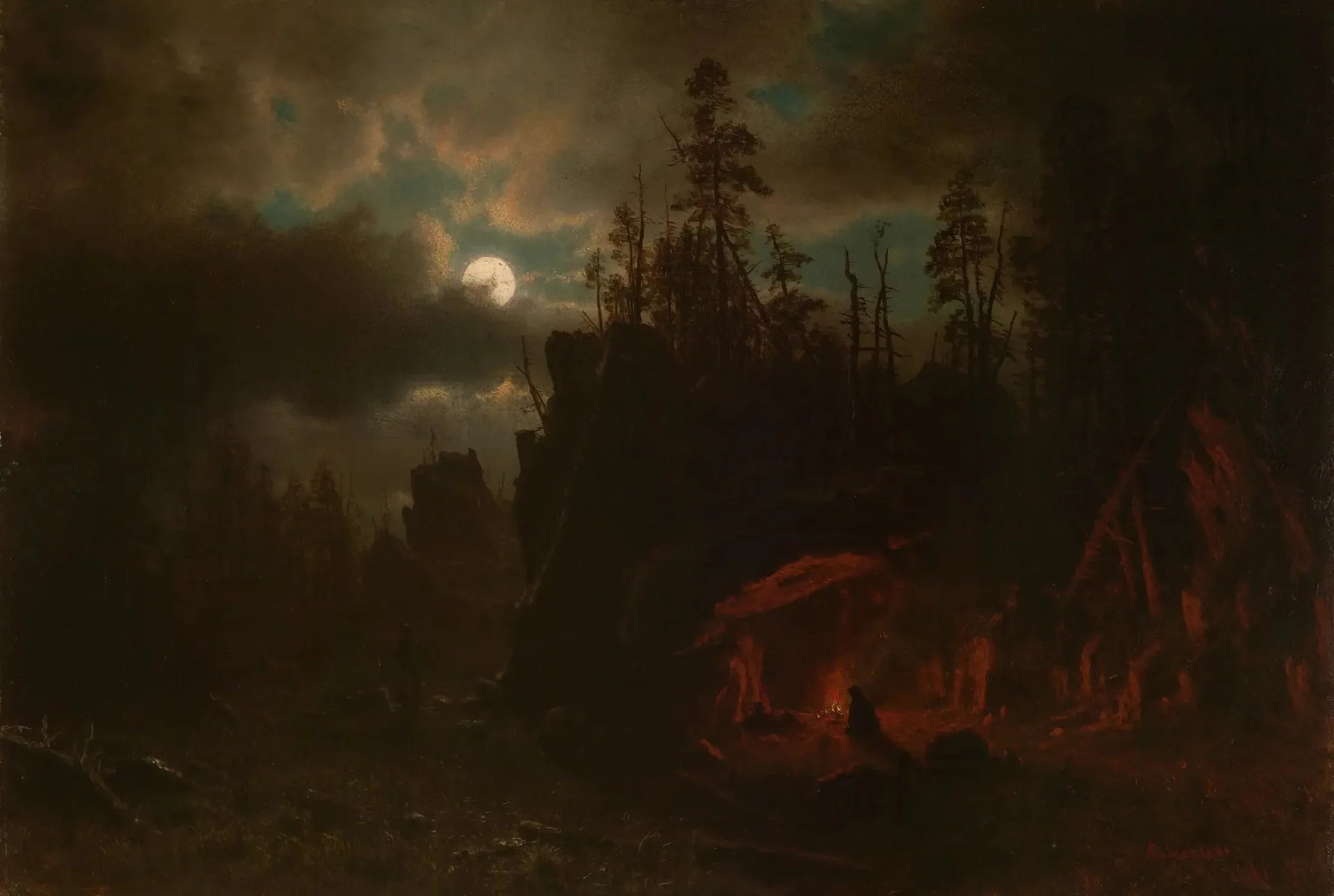 Le camp des trappeurs - Albert Bierstadt image 1 reproduction réalisée par Alpha Reproduction