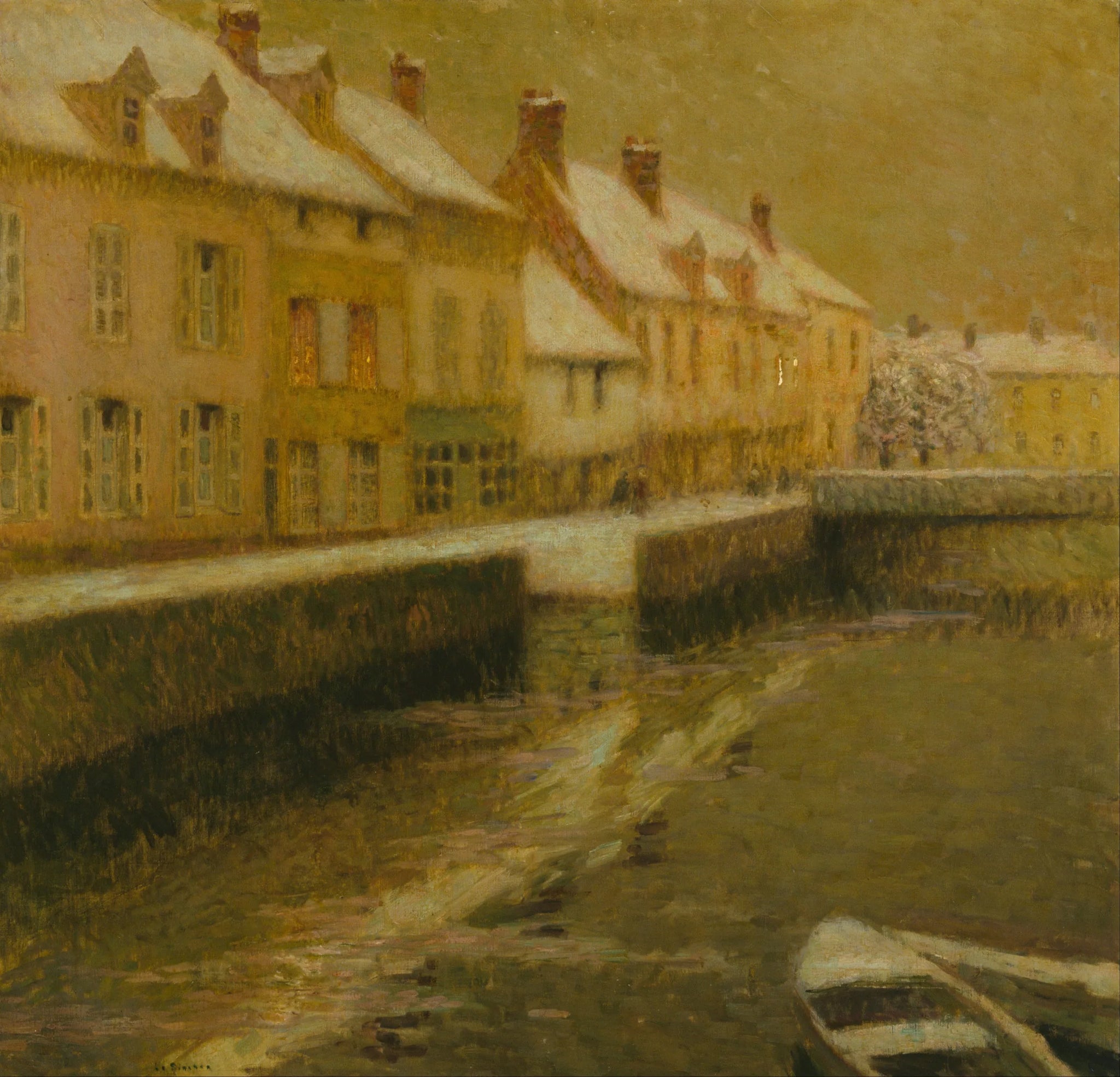 Le Canal à Bruges, Hiver - Henri Le Sidaner image 1 copie de tableau peinte à la main