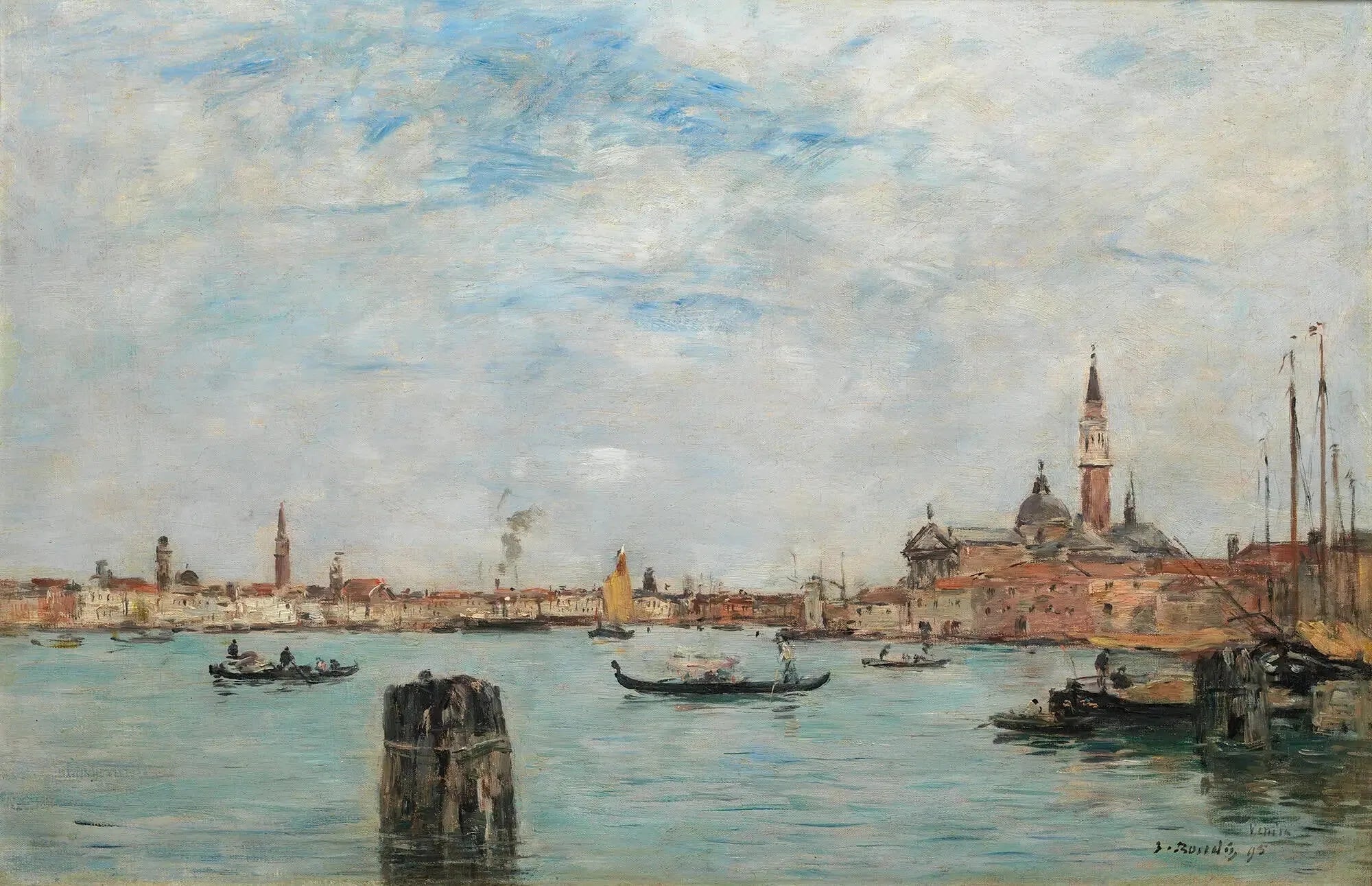 Le canal de la Giudecca et San Giorgio Maggiore, Venise - Eugène Boudin image 1 copie de tableau peinte à la main