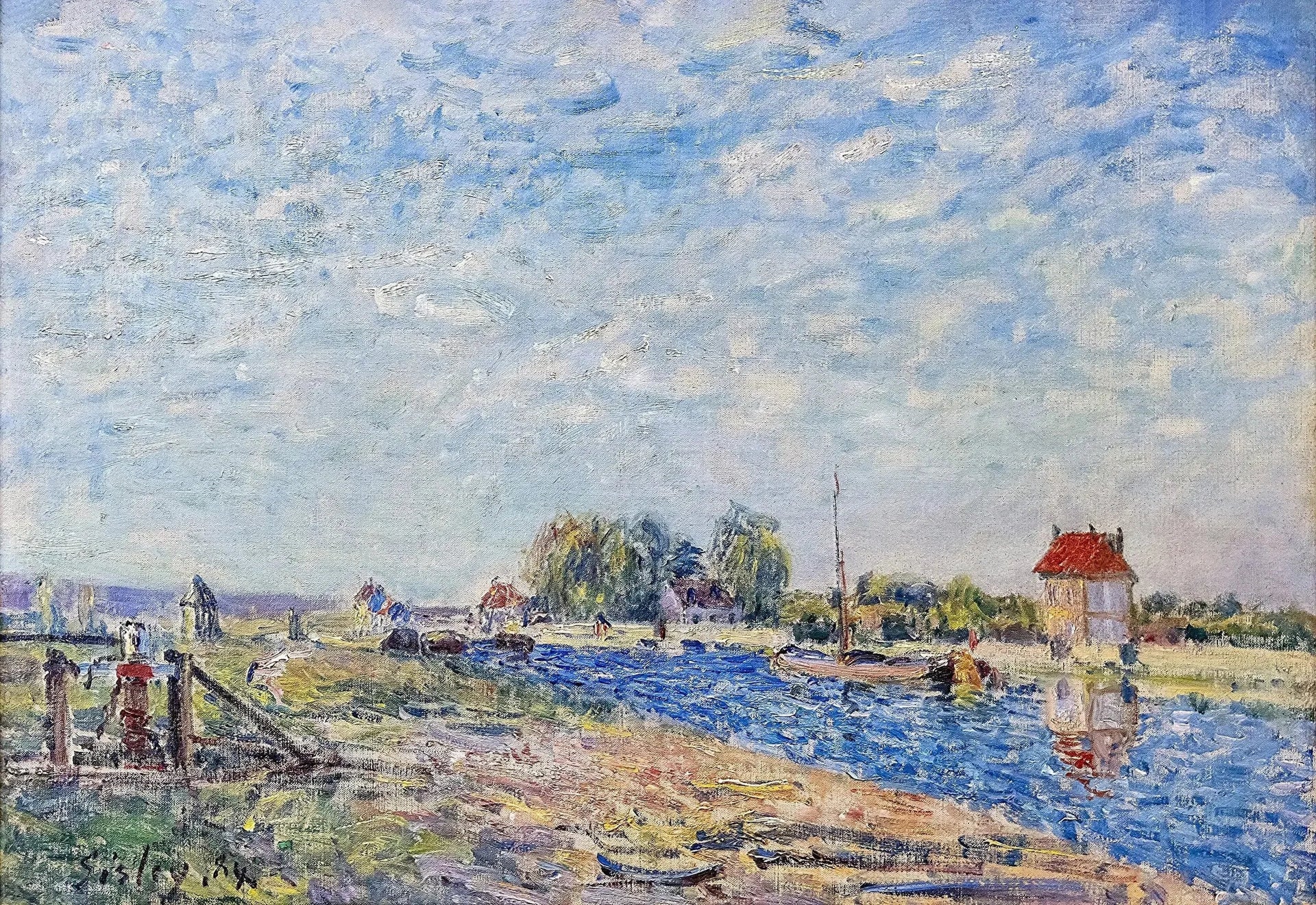 Le Canal du Loing - Alfred Sisley image 1 reproduction artisanale de tableau