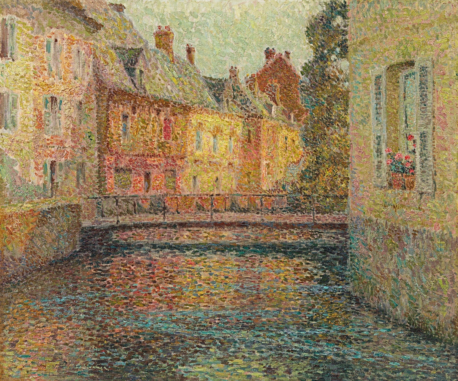 Le canal, soleil, Gisors - Henri Le Sidaner image 1 reproduction de peinture à l’huile