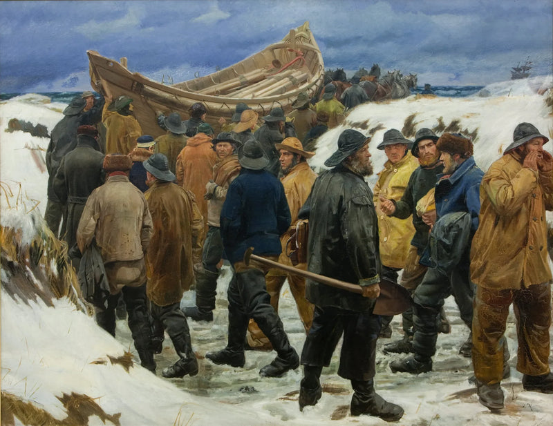 Le canot de sauvetage est pris dans les dunes - Michael Peter Ancher