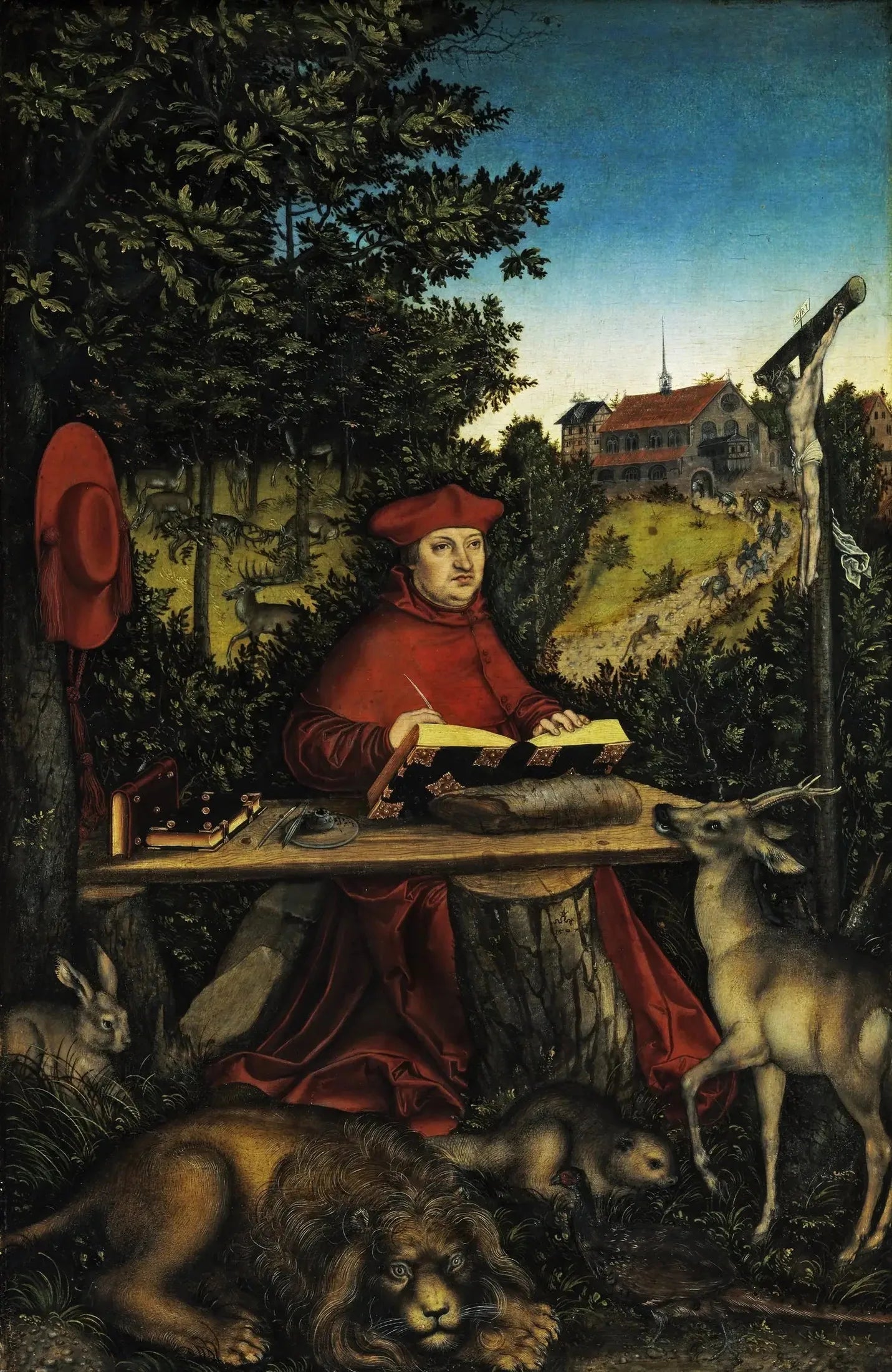 Le cardinal Albert de Brandebourg (1490-1545) dans le rôle de Saint Jérôme - Lucas Cranach the Elder image 1 tableau peint à l’huile sur toile