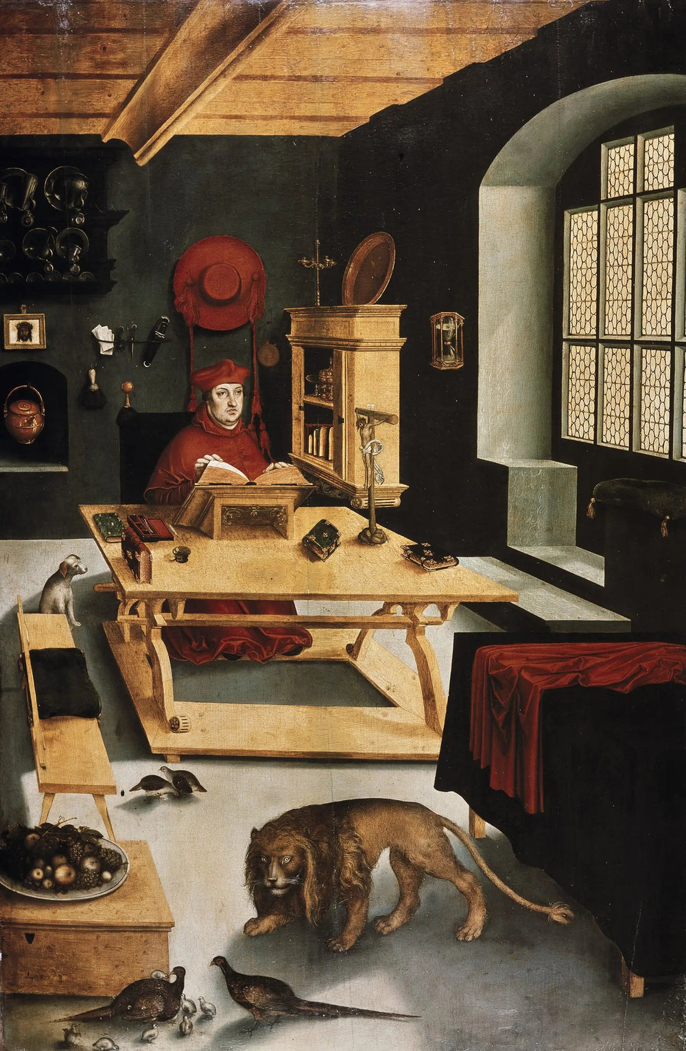 Le cardinal Albrecht von Brandenburg archevêque de Mayence représenté comme saint Jérôme dans son cabinet de travail