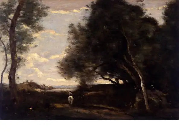 Le cavalier à l'orée du bois - Jean-Baptiste Camille Corot image 1 reproduction de peinture à l’huile