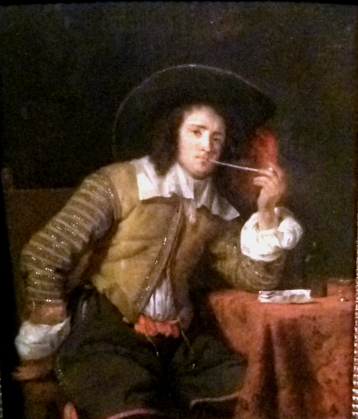 Le Cavalier fume - Gabriel Metsu image 1 reproduction artisanale de tableau