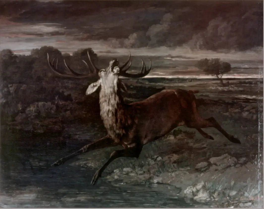 Le Cerf à l'eau - Gustave Courbet image 1 copie peinte à la main à l’huile