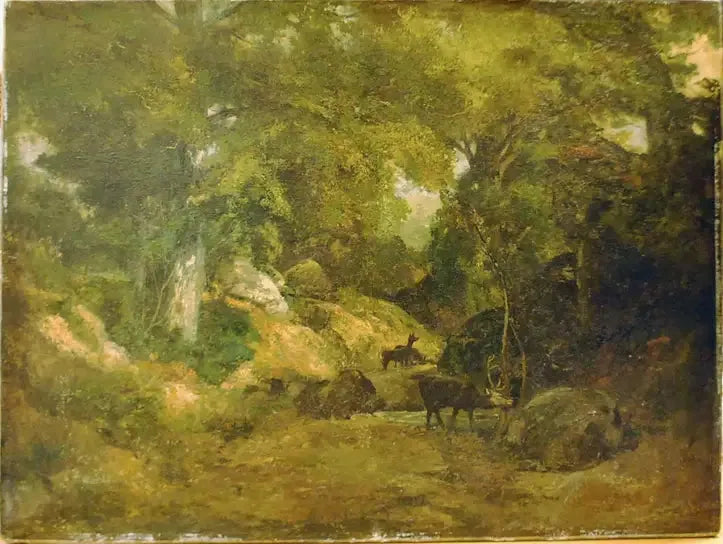 Le Cerf dans la forêt - Gustave Courbet image 1 reproduction artisanale de tableau