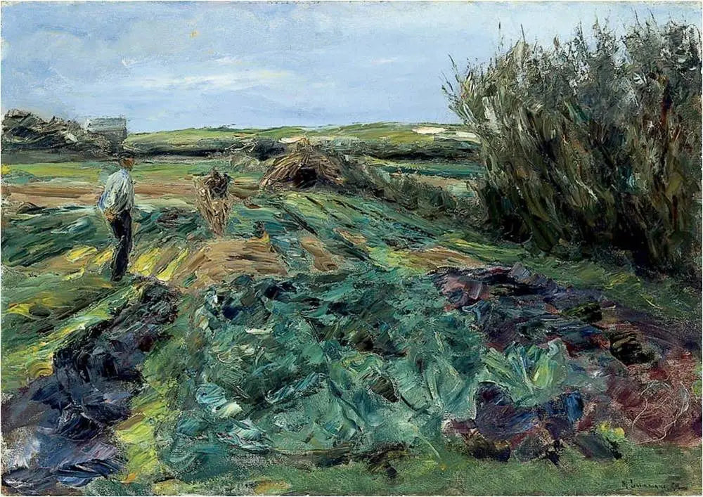 Le champ de choux (champ de choux à Noordwijk) - Max Liebermann image 1 reproduction artisanale de tableau