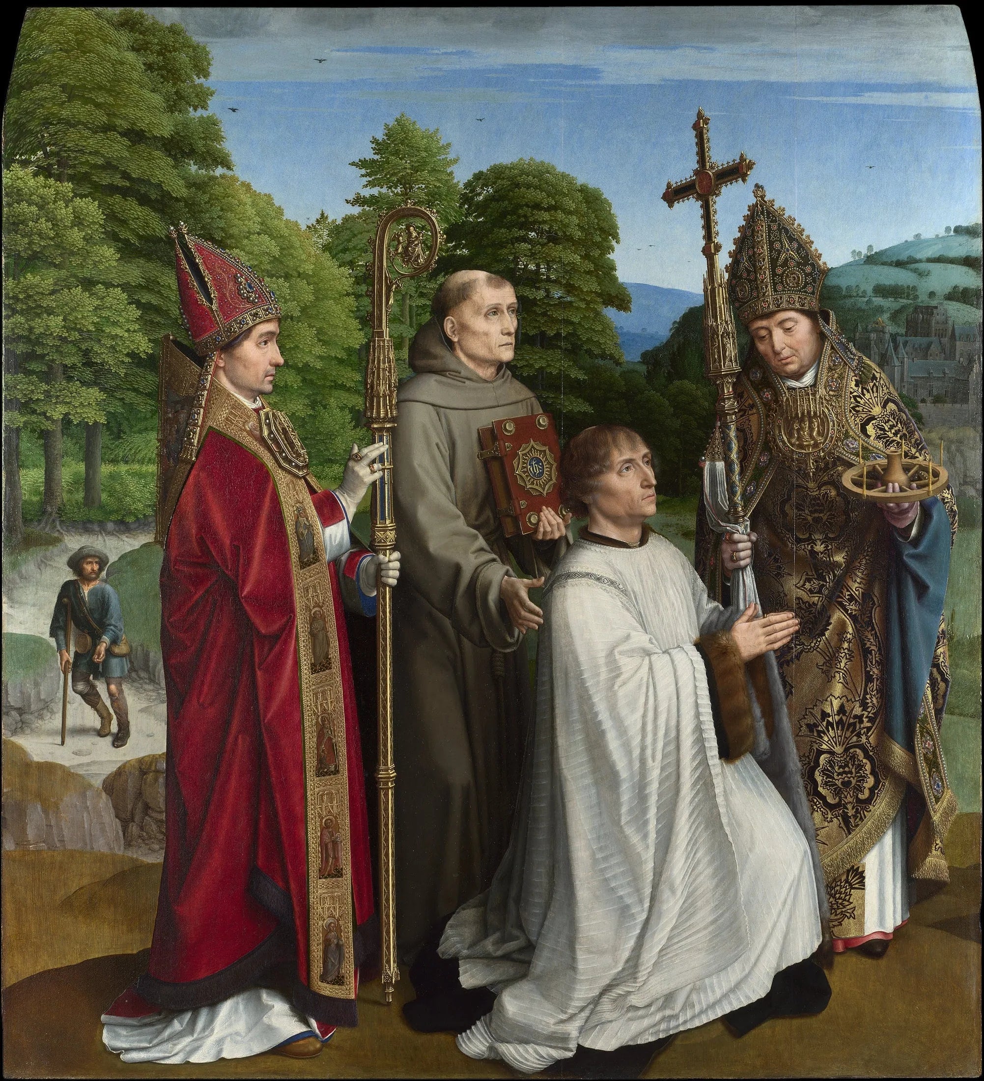 Le chanoine Bernardijn Salviati et trois saints - Gérard David image 1 reproduction de peinture à l’huile