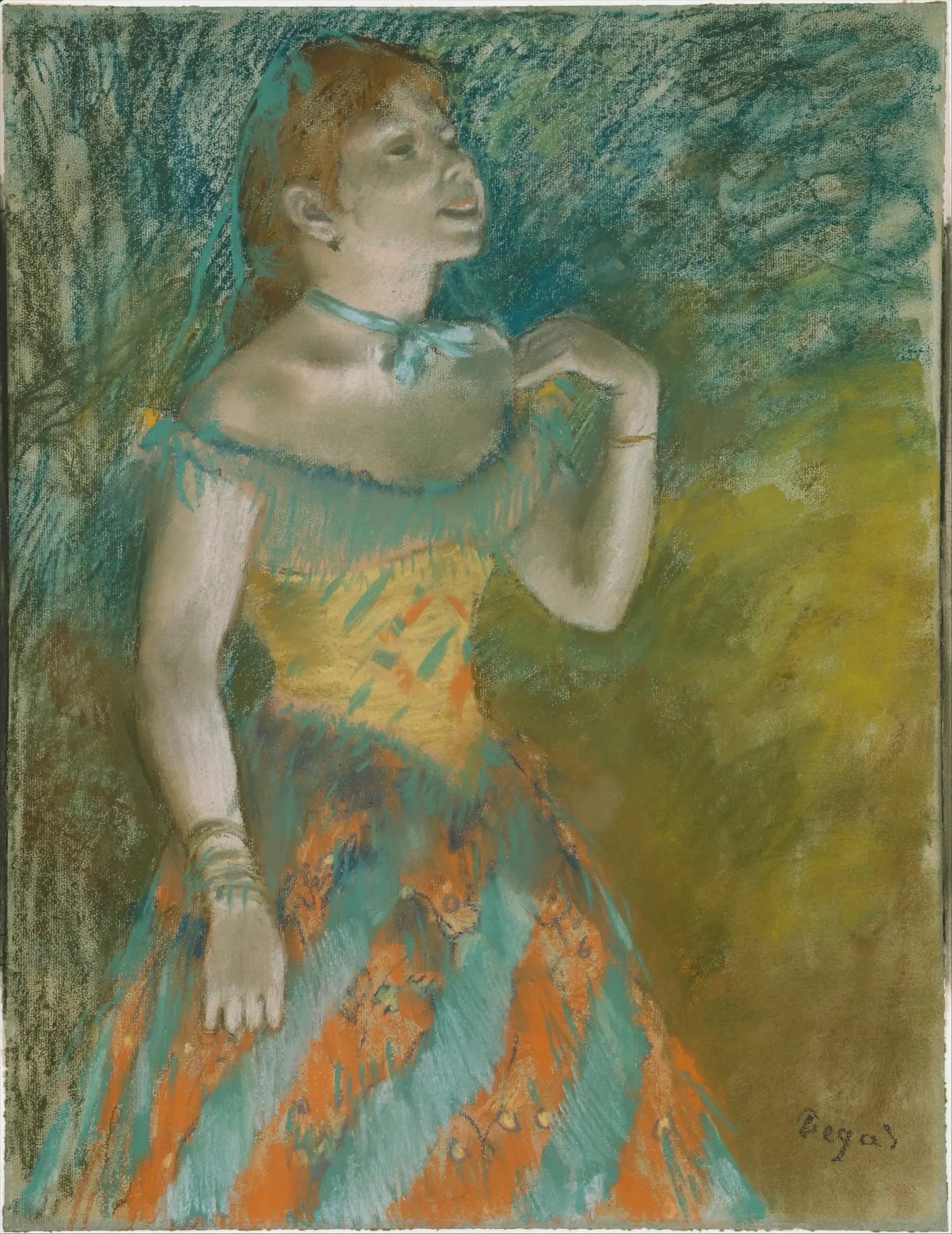 Le chanteur en vert - Edgar Degas image 1 copie de tableau peinte à la main