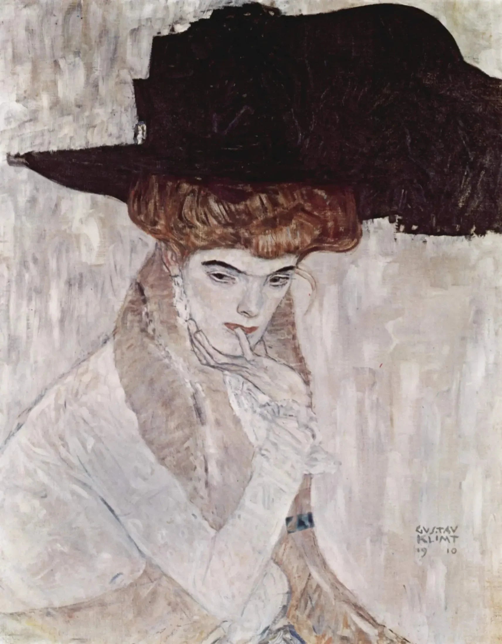 Le Chapeau de plumes noires - Gustav Klimt image 1 reproduction de peinture à l’huile