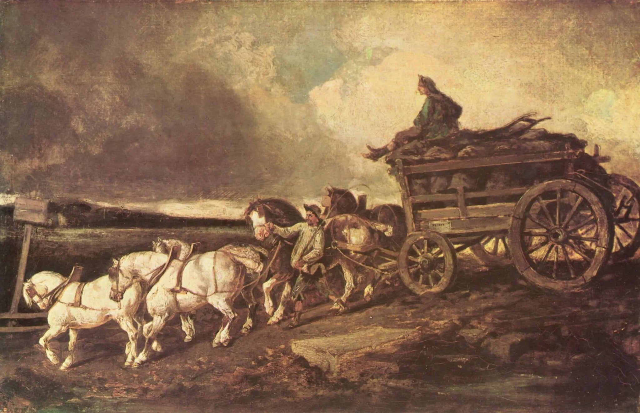 Le chariot de charbon - Théodore Géricault image 1 reproduction de peinture à l’huile