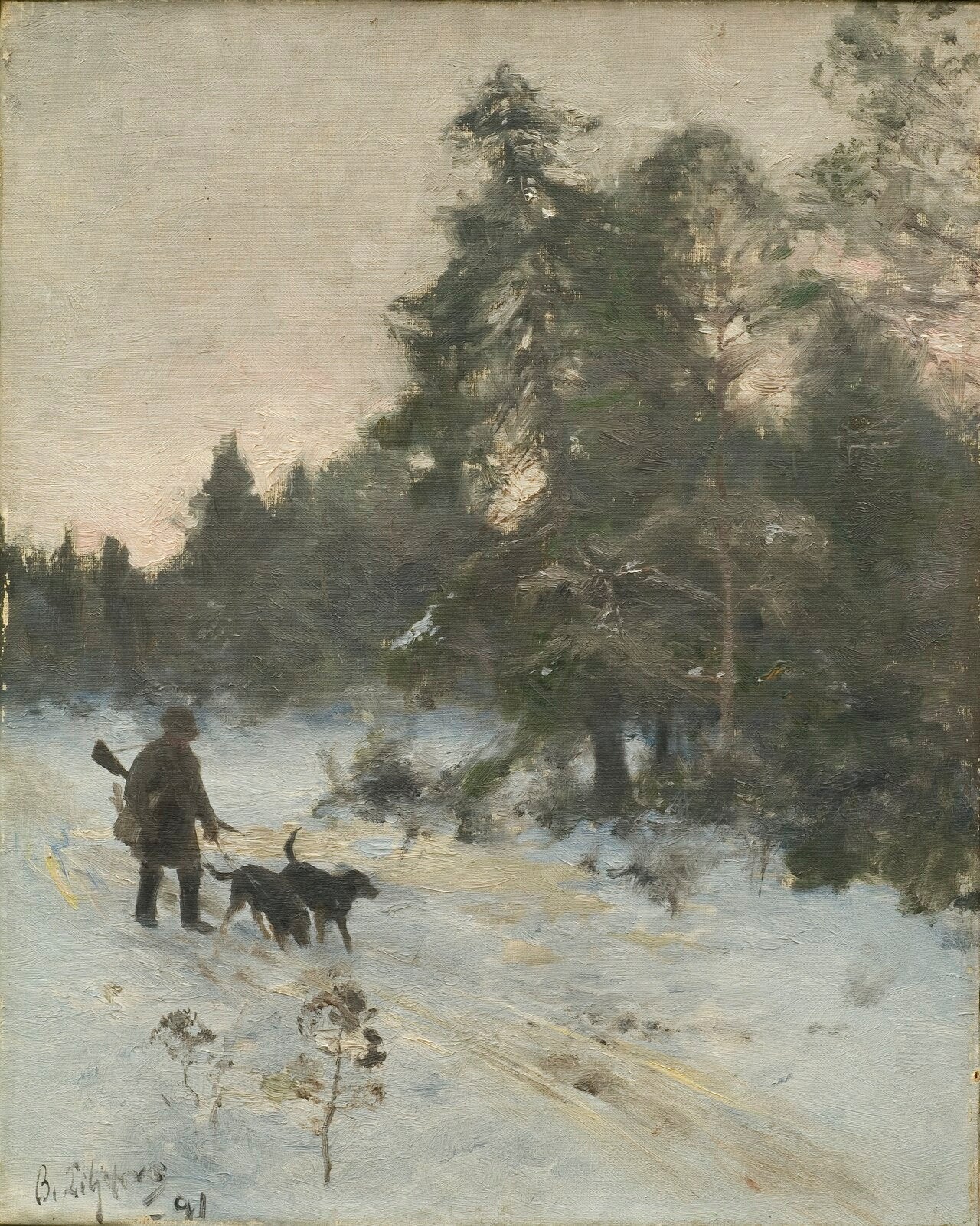 Le chasseur - Bruno Liljefors image 1 reproduction de peinture à l’huile