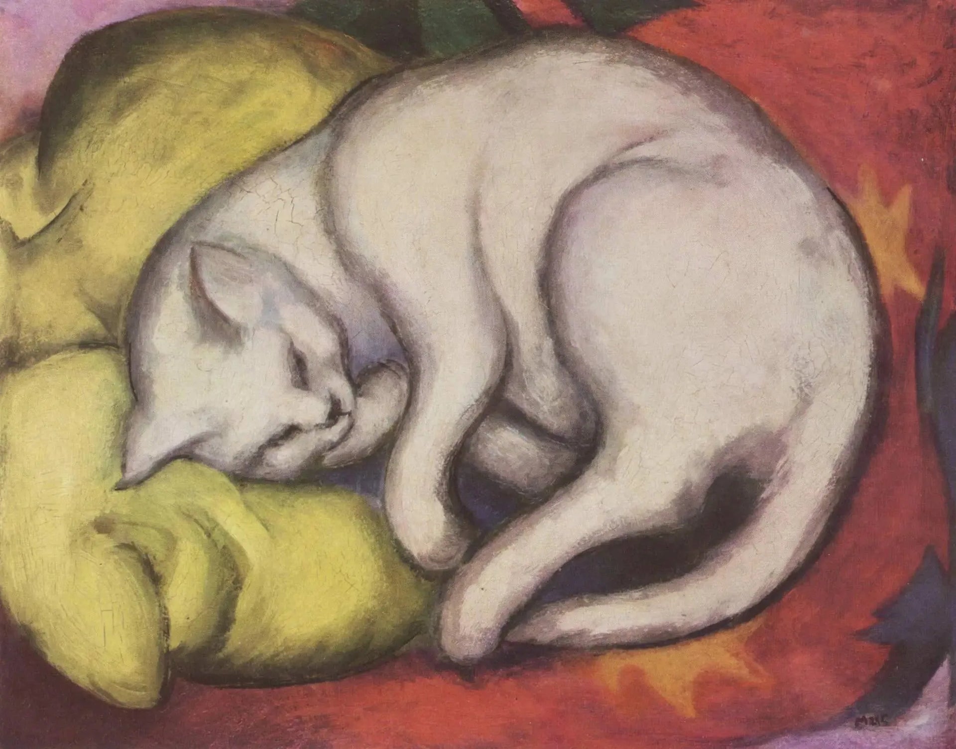 Le chat blanc - Franz Marc image 1 reproduction d’œuvre d’art à l’huile