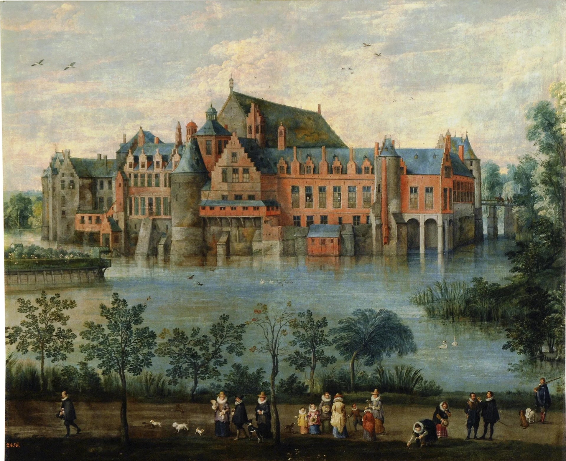 Le château de Tervuren avec les archiducs Albert et Isabelle - Jan Brueghel le Jeune image 1 copie de tableau peinte à la main