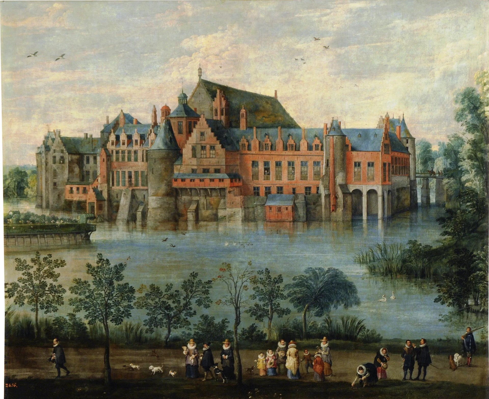 Le château de Tervuren avec les archiducs Albert et Isabelle - Jan Brueghel l'Ancien image 1 copie de tableau peinte à la main