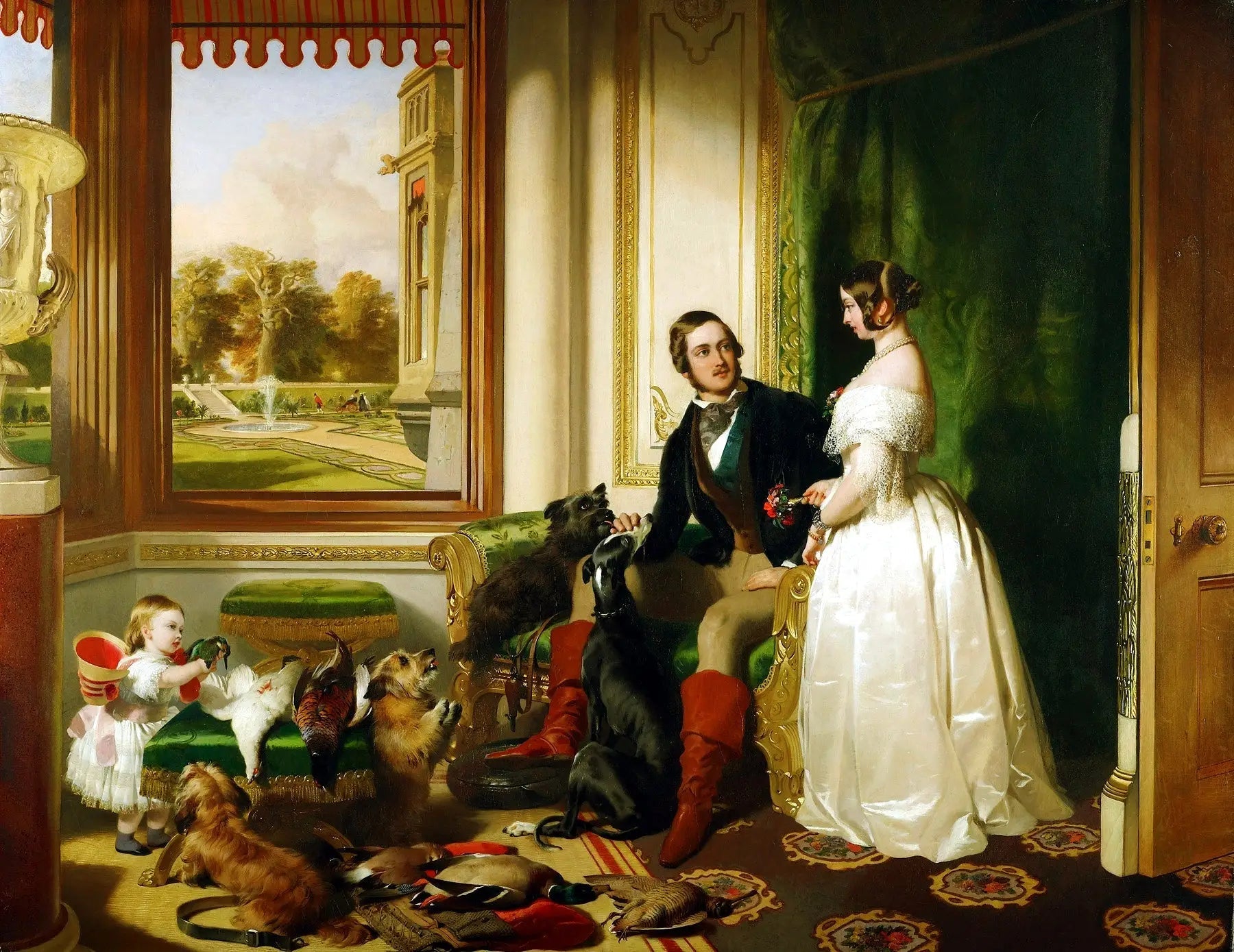 Le château de Windsor à l'époque moderne ; la reine Victoria, le prince Albert et Victoria, princesse royale - Edwin Henry Landseer image 1 reproduction réalisée par Alpha Reproduction