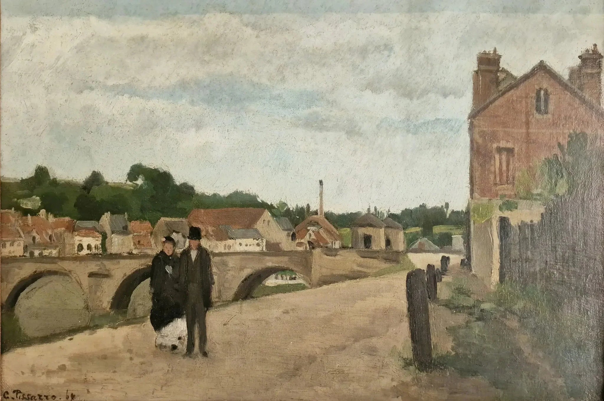 Le Chemin de l'Écluse et le pont de Pontoise - Camille Pissarro image 1 reproduction réalisée par Alpha Reproduction