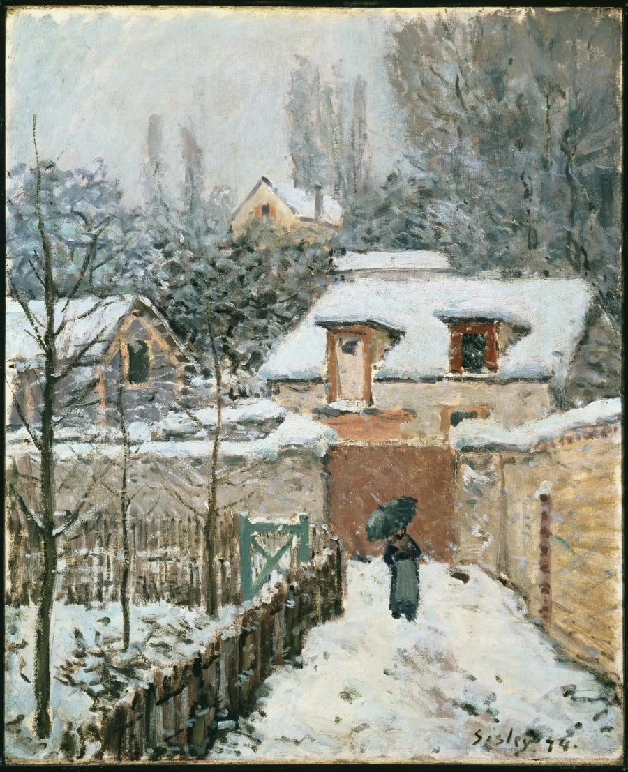 Le Chemin de l'Étarché sous la neige à Louveciennes - Alfred Sisley
