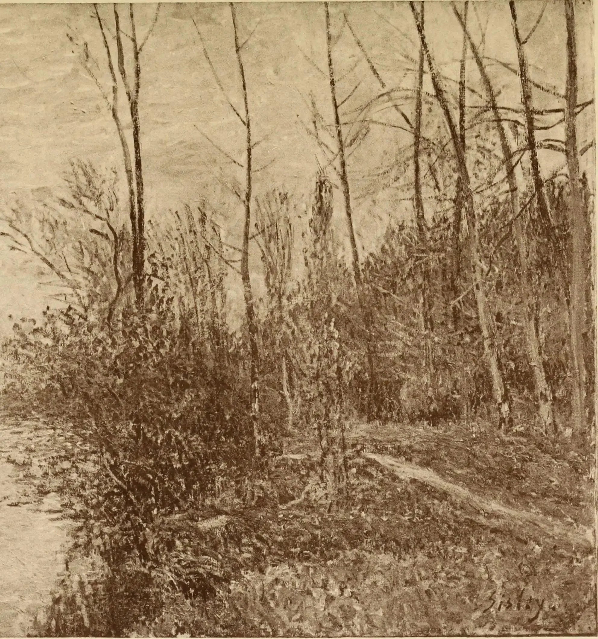 Le Chemin des Petits-Prés à By. Temps d'orage - Alfred Sisley image 1 reproduction de peinture à l’huile