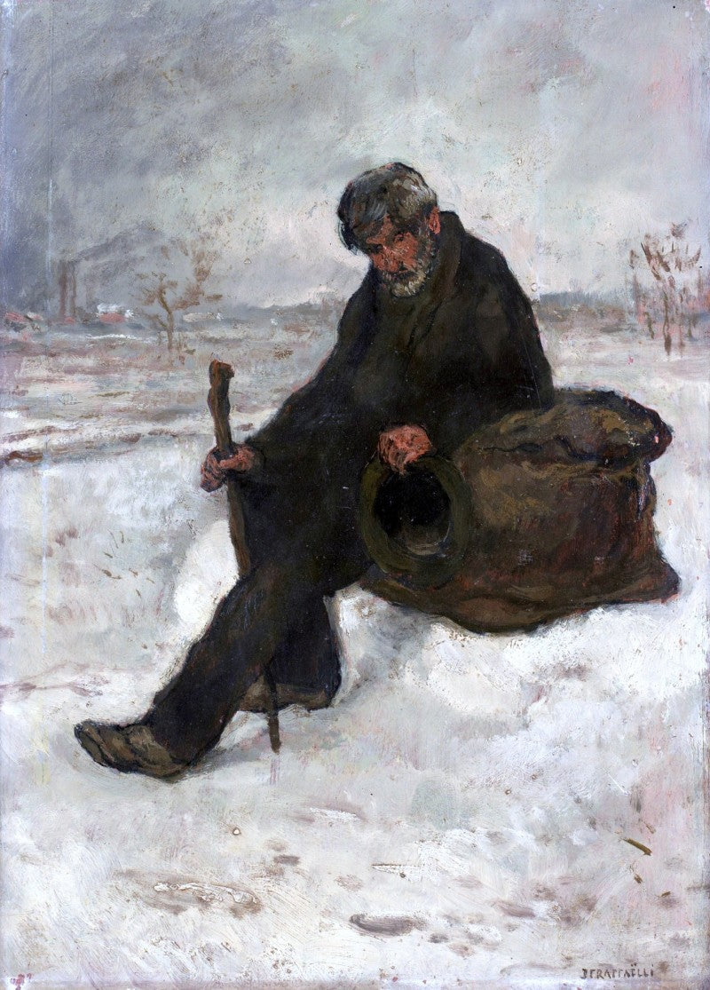 Le cheminot dans la neige - Jean-François Raffaëlli image 1 reproduction de peinture à l’huile