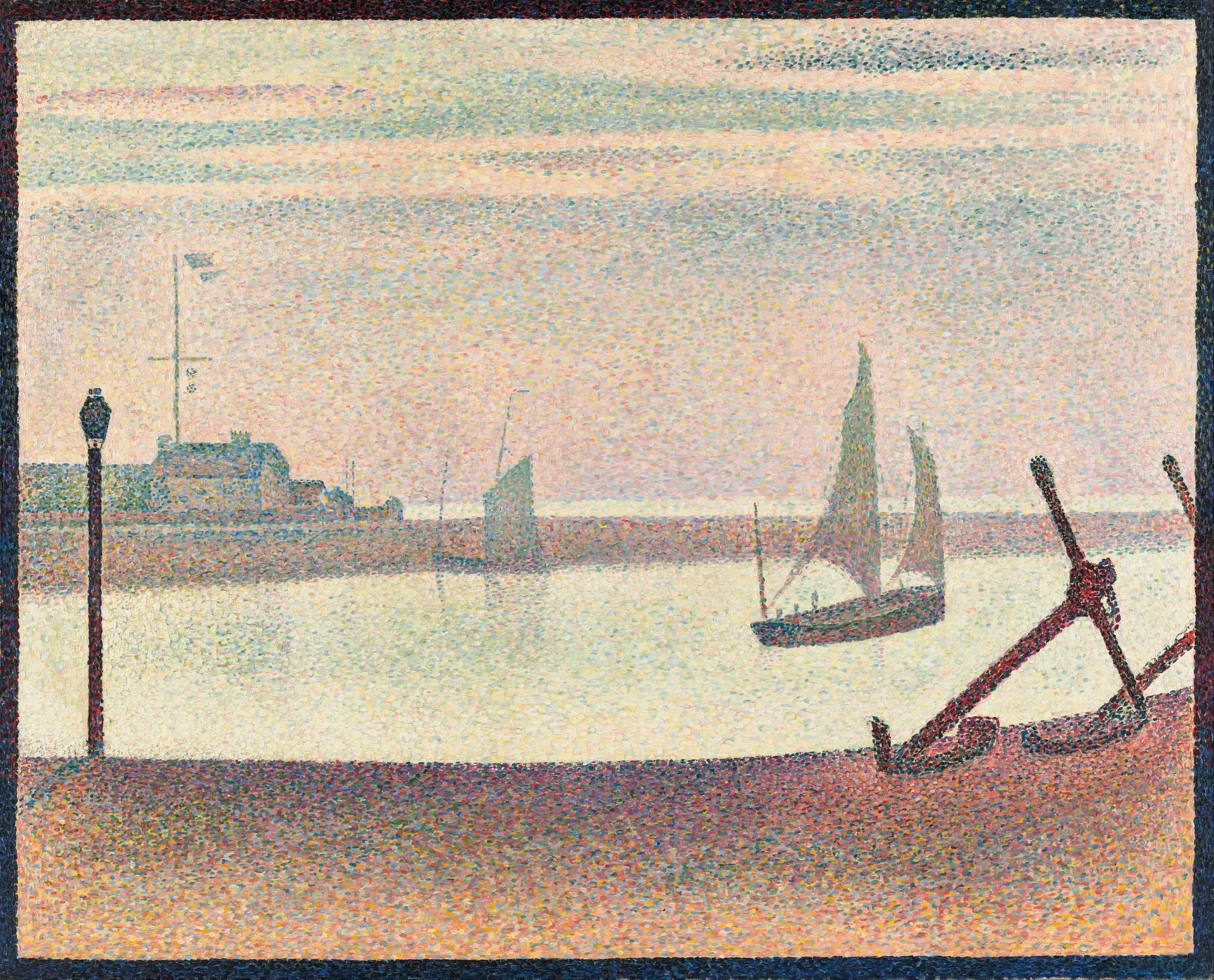 Le Chenal de Gravelines, un soir - Georges Seurat image 1 reproduction de peinture à l’huile