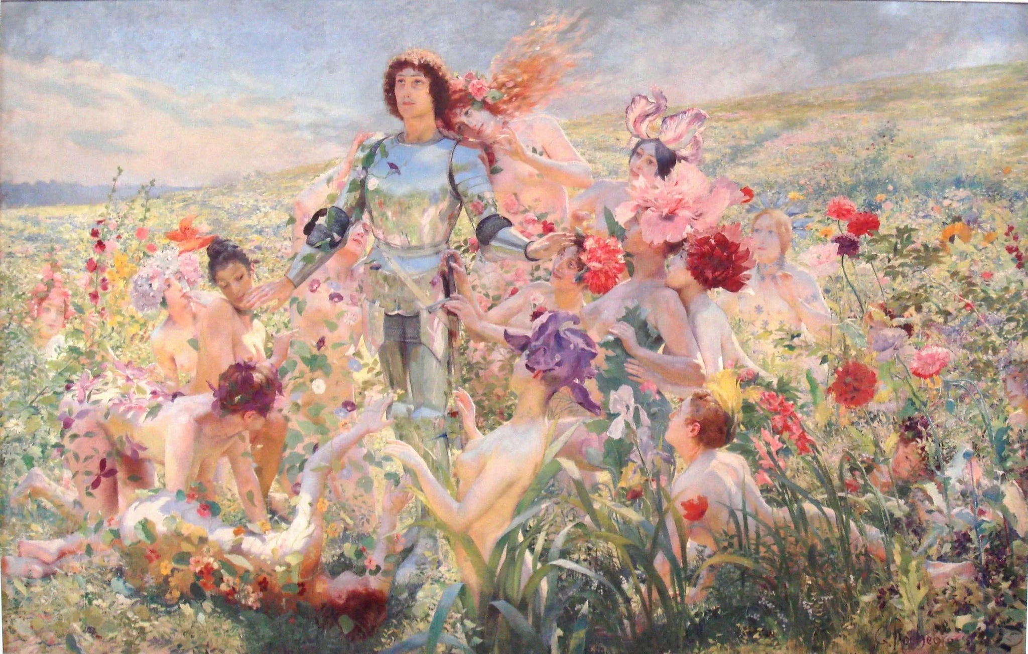 Le Chevalier aux fleurs - Georges-Antoine Rochegrosse image 1 reproduction de peinture à l’huile