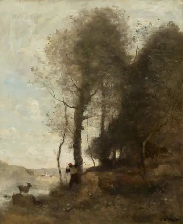 Le chevrier à l'orée du bois - Jean-Baptiste Camille Corot image 1 copie peinte à la main à l’huile