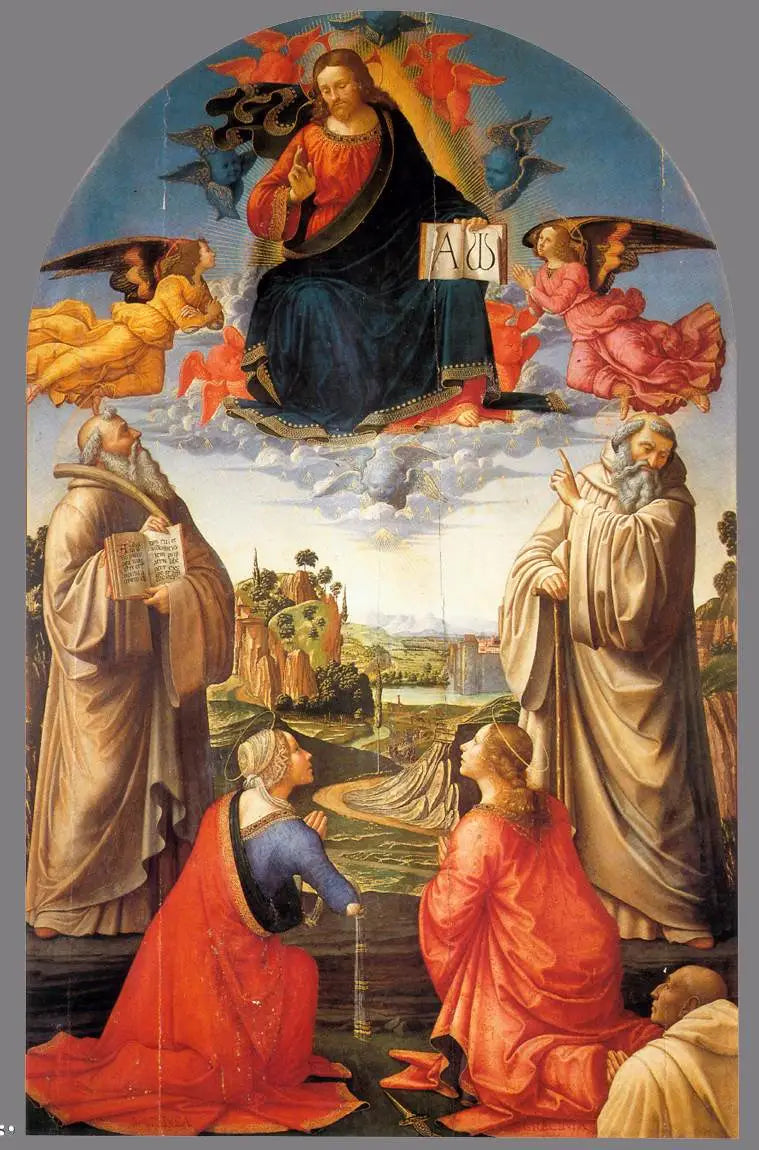 Le Christ au ciel avec quatre saints et un donateur - Domenico Ghirlandaio image 1 reproduction d’œuvre d’art à l’huile